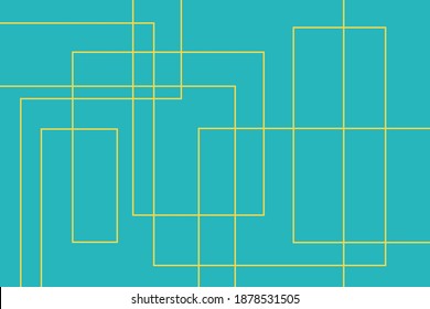 Abstract background pattern made with lines forming geometric (rectangles) shapes. Modern, simple, minimal vector art in yellow and blue colors.