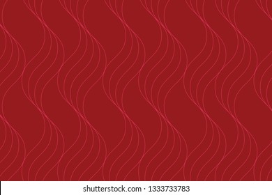 Abstract background pattern made with repeated curvy thin lines in water / wave abstraction. Decorative, elegant vector art in pink and red colors.