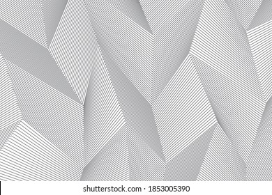 Abstract background pattern made with repeated lines forming 3 dimensional geometric forms. Modern, simple and architectural vector art.