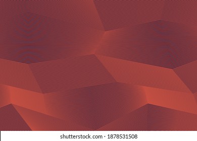 Abstract background pattern made with repeated lines forming geometric shapes in 3 dimensions. Simple, modern and architectural vector art in red color.