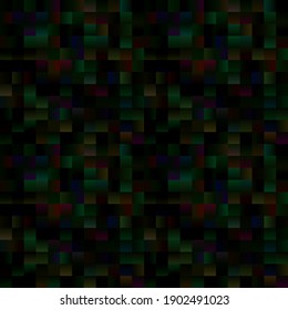 Abstract background pattern made of squares in shades of black, green and purple