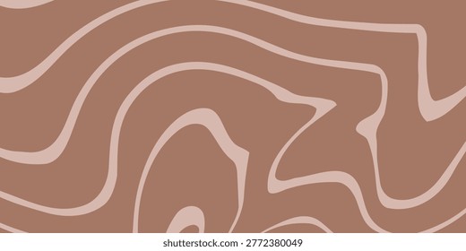 Abstract background pattern with mocha coffee waves. Psychedelic groovy trippy y2k retro seamless pattern in brow and beige colors. Wavy and swirled brush strokes liquid texture for packaging design