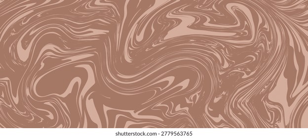 Abstract background pattern with mocha coffee waves. Psychedelic groovy trippy y2k retro seamless pattern in brow and beige colors. Wavy and swirled brush strokes liquid texture for packaging design