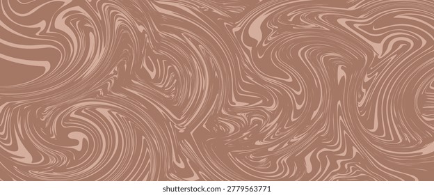 Abstract background pattern with mocha coffee waves. Psychedelic groovy trippy y2k retro seamless pattern in brow and beige colors. Wavy and swirled brush strokes liquid texture for packaging design