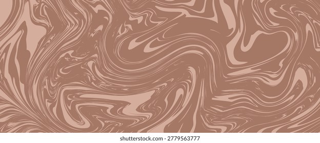 Abstract background pattern with mocha coffee waves. Psychedelic groovy trippy y2k retro seamless pattern in brow and beige colors. Wavy and swirled brush strokes liquid texture for packaging design