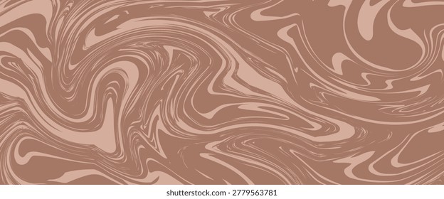 Abstract background pattern with mocha coffee waves. Psychedelic groovy trippy y2k retro seamless pattern in brow and beige colors. Wavy and swirled brush strokes liquid texture for packaging design