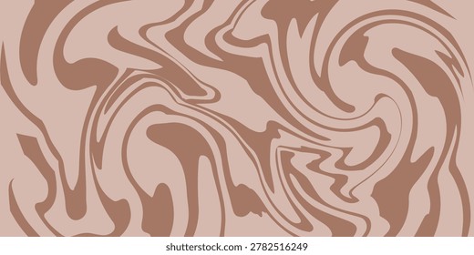 Abstract background pattern with mocha coffee waves. Psychedelic groovy trippy y2k retro seamless pattern in brow and beige colors. Wavy and swirled brush strokes .vector eps 10