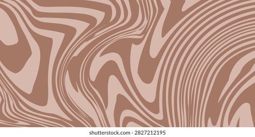 Abstract background pattern with mocha coffee waves. Psychedelic groovy trippy y2k retro seamless pattern in brow and beige colors. Wavy and swirled brush strokes liquid texture for packaging design