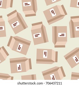 Abstract background pattern with packet of coffee figures. Vector illustration.
