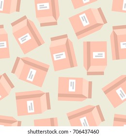 Abstract background pattern with packet of coffee figures. Vector illustration.
