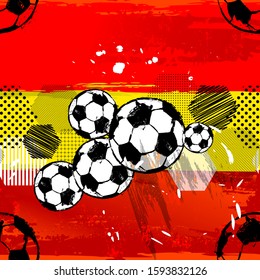 abstract background pattern, with soccer / football, paint strokes and splashes, grungy