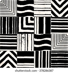 abstract background pattern, with stripes, squares, paint strokes and splashes