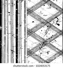 abstract background pattern, with stripes, strokes and splashes,  black and white, grungy