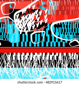 Abstract background pattern swimwear. Cute vector pattern colorful lines and abstract elements for wrap print design. Bright idea hand drawn feathers and freedom ornament.