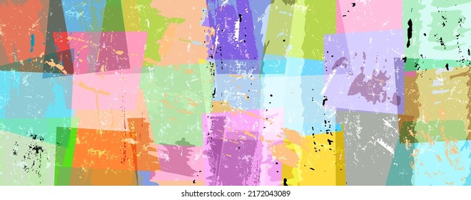 abstract background pattern, with trapeze, squares, paint strokes and splashes