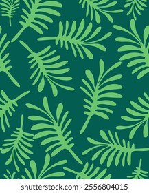Abstract background or pattern with tropical green leaves on a colored background. Vector.