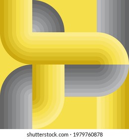 Abstract background pattern. Tube shapes with yellow and gray gradients. Cross lines intersect and connect. Elements for design fabric, tile, cover, poster, textile, flyer, wall. Vector illustration.