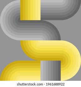 Abstract background pattern. Twisted tube shape. Color gray and yellow gradient. Cross lines intersect and connect. Elements for design tile, cover, poster, textile, flyer, wall. Vector illustration.