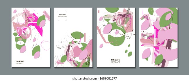 Abstract background pattern vector. Geometric template with brush stroke elements. Painting poster design