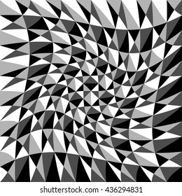 Abstract background, pattern with warp effect. Black and white, grayscale geometric texture with distortion