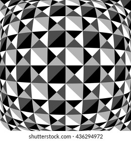 Abstract background, pattern with warp effect. Black and white, grayscale geometric texture with distortion