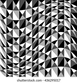 Abstract background, pattern with warp effect. Black and white, grayscale geometric texture with distortion