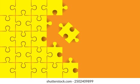 Abstract background pattern with yellow puzzle pieces and empty space for design. Vector illustration.