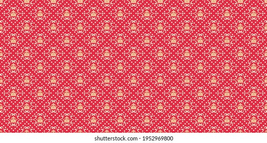 Abstract background patterns with decorative ornaments on a red background, wallpaper. Seamless pattern, texture for your design. Vector image 