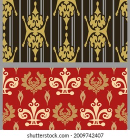 Abstract background patterns with floral elements. Set. Suitable for decorating book covers, posters, wallpapers, invitations, postcards. Seamless pattern, texture. Vector image