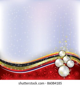 Abstract background with pearl Christmas decorations on red