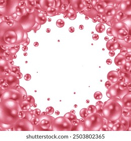 Abstract background of pearls. Vector holiday background. Pink sphere.