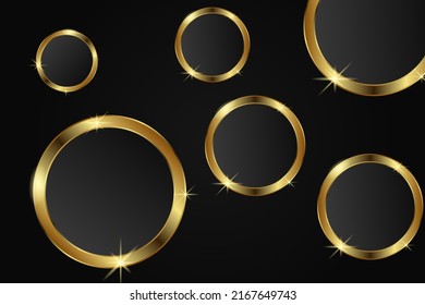 Abstract background pedestal and circle frame 3D render illustration on black background.
