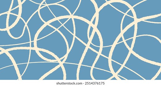 Abstrato fundo lápis hachura sobre fundo branco. Linhas de Hachura em estilo pontilhado, rabiscar traços de tinta curvos de espessura diferente no azul.