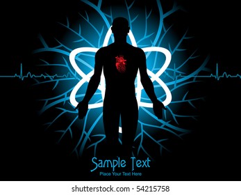 abstract background with people silhouette in heart