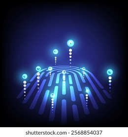 Abstract background with perspective fingerprint password, stock vector