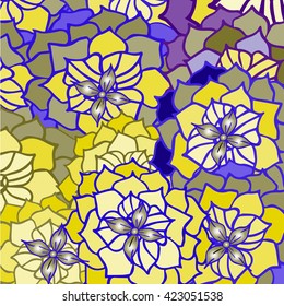 Abstract background of petal and flowers pattern in blue