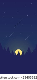 Abstract Background Phone Mobile Night Sky  Forest Nature Moon Stars Vector Design