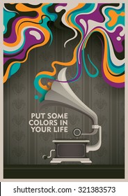 Abstract background with phonograph. Vector illustration.