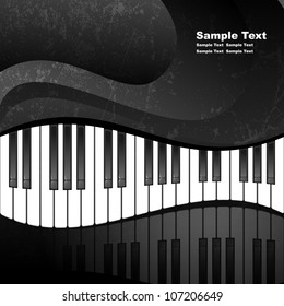 Fondo abstracto con teclas de piano en estilo grunge. Ilustración vectorial EPS10. Contiene máscara de opacidad.