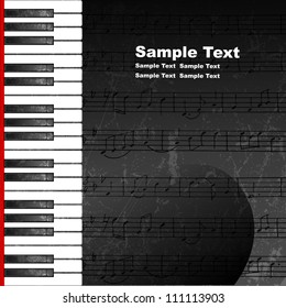 Abstract background with piano keys with hand drawn stave. EPS10 vector illustration. Contains opacity mask.