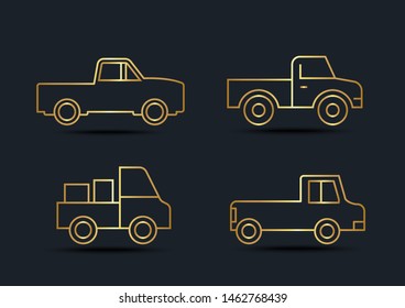 Abstract background of Pickup truck sets, transportation, Gold color, vector illustrations