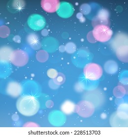 Abstract background, pied magic lights. Vector illustration. 