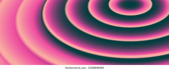 Abstract background with pink and black concentric circles. The background features a smooth, gradient texture with pink and black hues. Circular pattern background. Pink background vector.