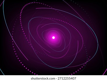 Abstract background with pink and blue dash circles elements, stock vector