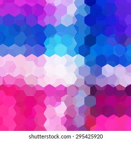 abstract background with pink, blue, white hexagons