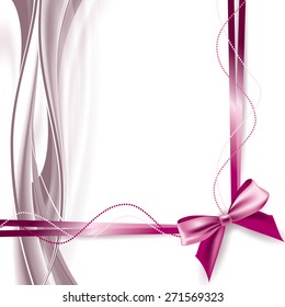 Abstract Background with Pink Bow and Ribbons.