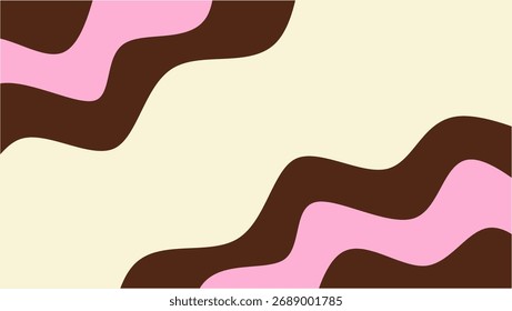 Fondo Abstractas con Formas onduladas fluidas de color rosa y marrón sobre un fondo de color crema. Fondo minimalista con suaves Formas de fluido orgánico.