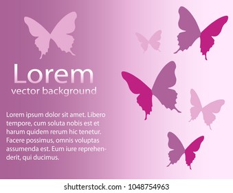 Abstract background with pink butterflies