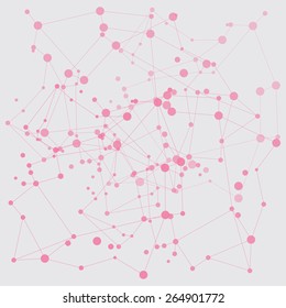 Abstract background with pink circles and lines Vector illustration