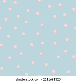 Abstract background with pink circles on a blue background. Perfect for wallpaper greeting card wrapping fabric. Seamless texture in vector.